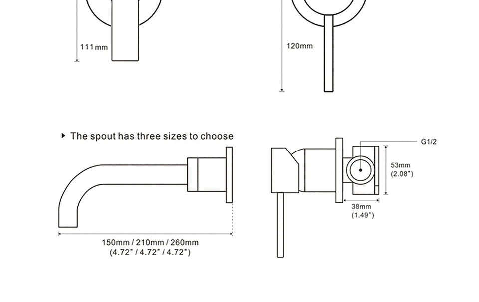 Basin Faucet Bathroom Mixer Sink Tap Wall Mounted