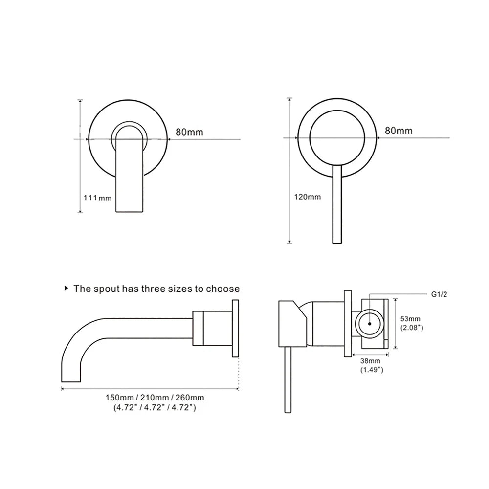 Basin Faucet Bathroom Mixer Sink Tap Wall Mounted