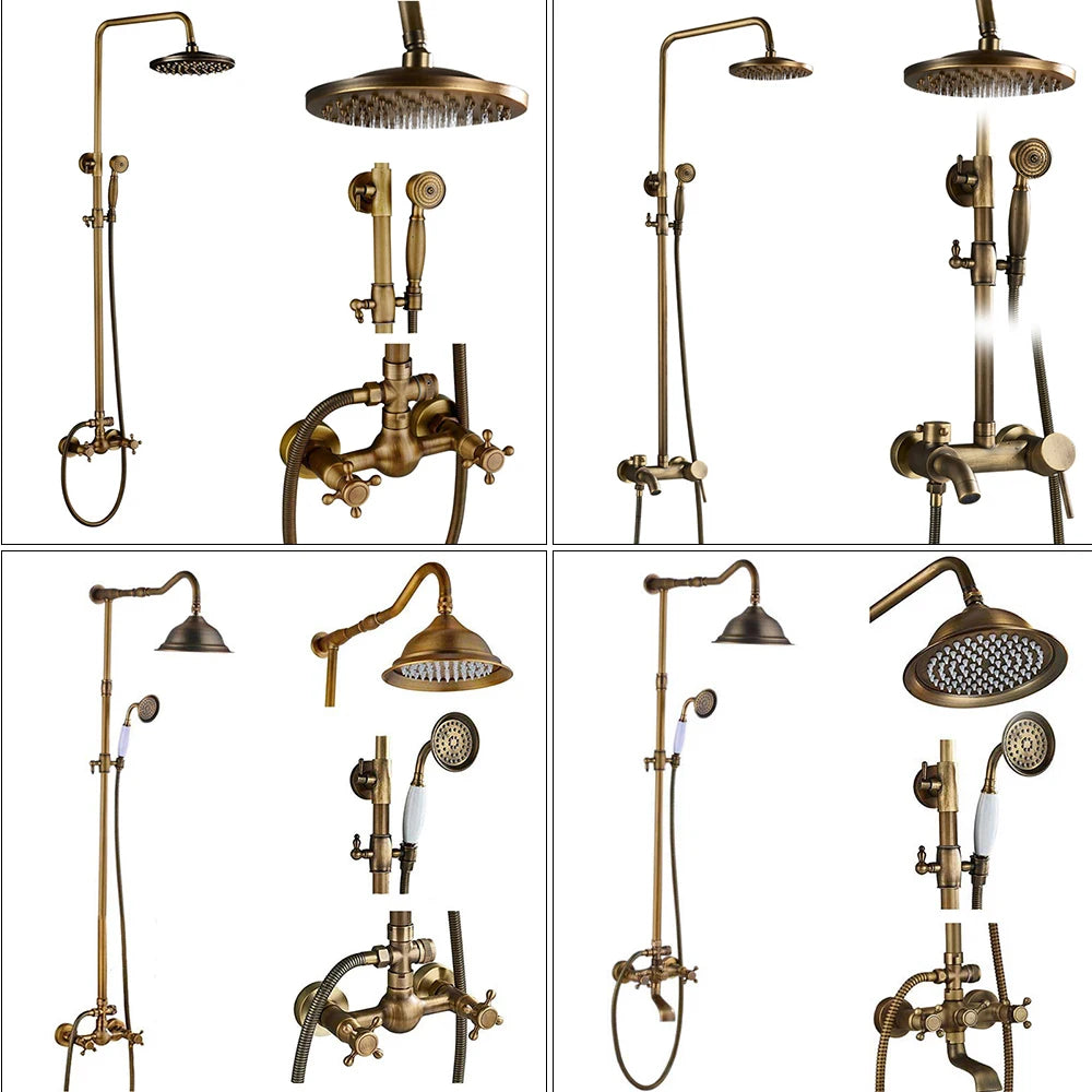 Brass Antique Bathroom Shower Faucet Set