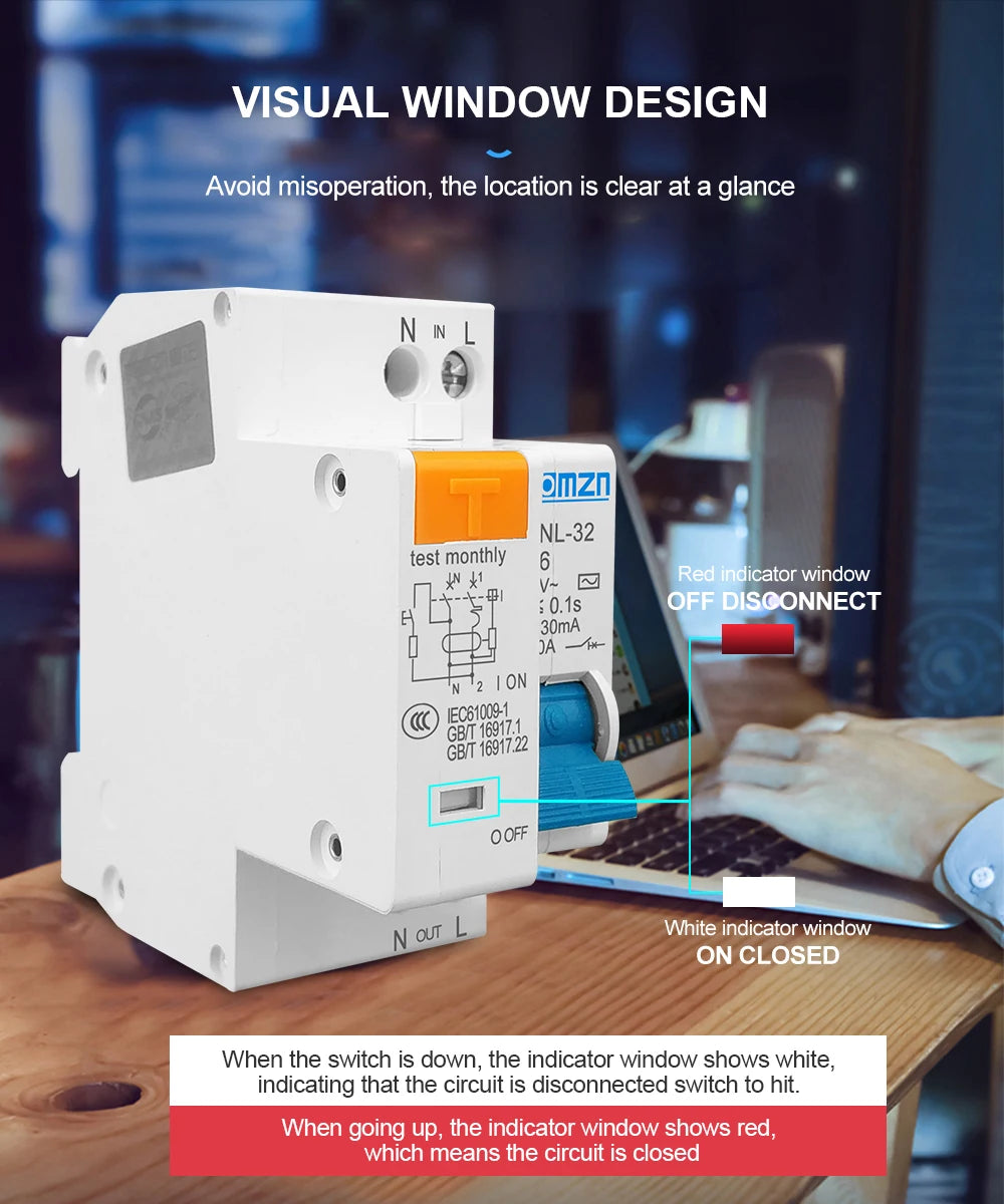 TPNL DPNL 230V 1P+N Residual current Circuit breaker with over and short current Leakage protection RCBO MCB