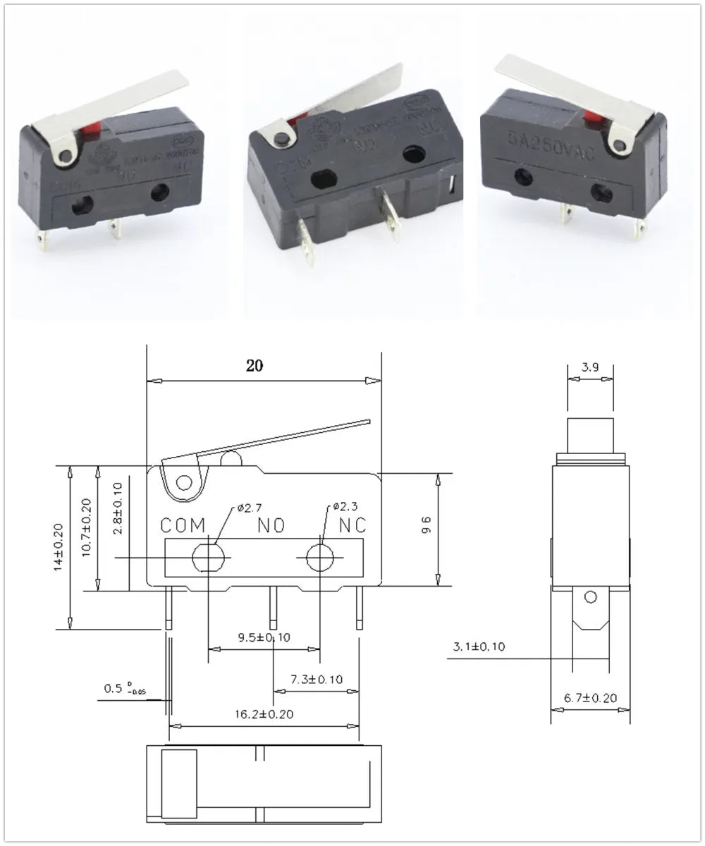 10 PCS Micro Switch 2/3Pin NO/NC