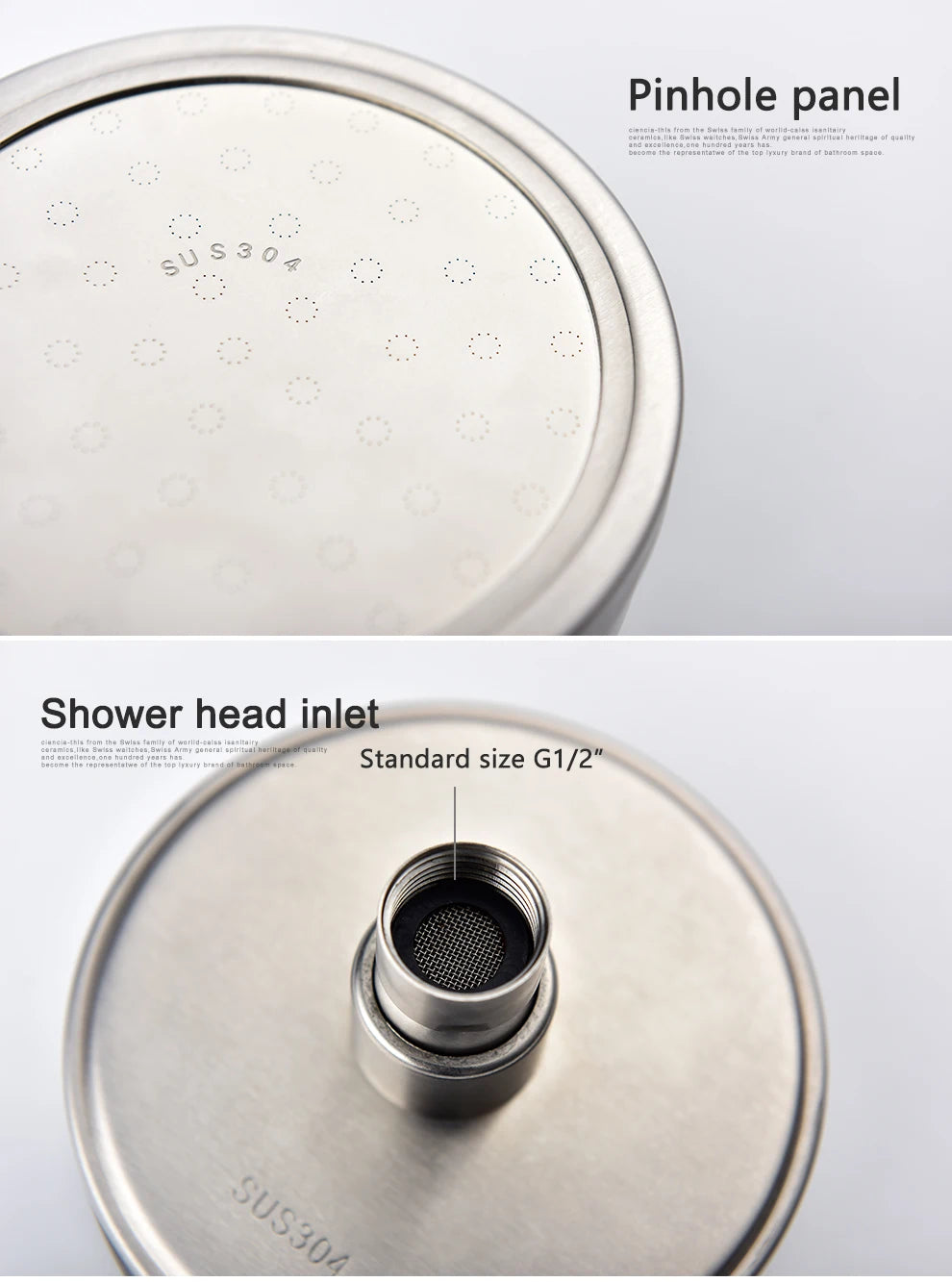 Stainless Steel Brushed Nickel 360 Degree Rotate Pressurized Water Saving Shower Head