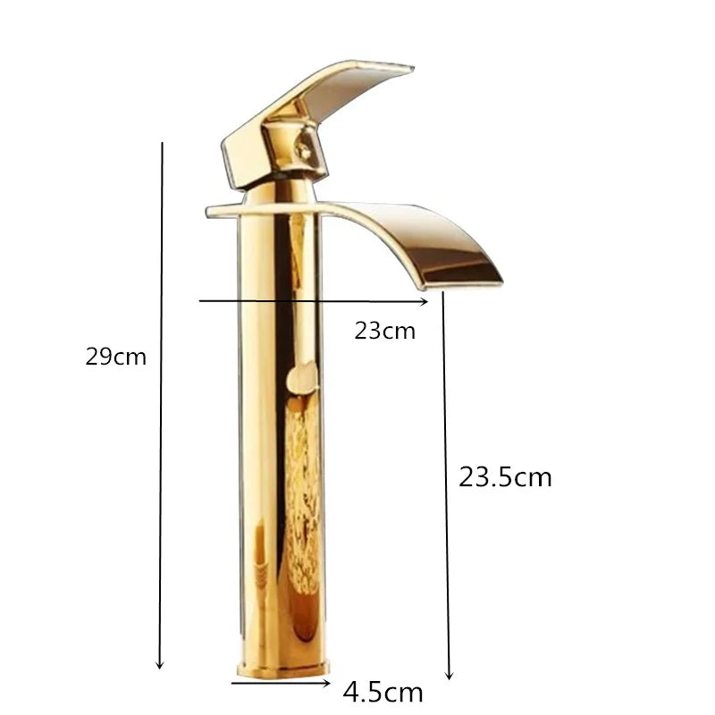 Basin Faucet Gold and white Waterfall Faucet Brass Bathroom Faucet Mixer Tap Hot and Cold Sink