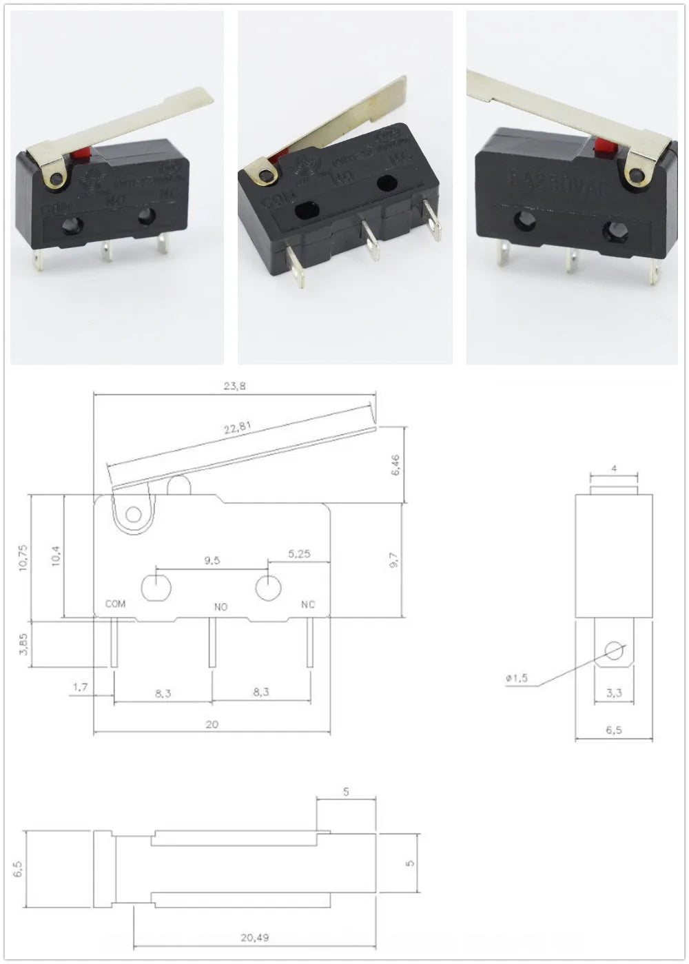 10 PCS Micro Switch 2/3Pin NO/NC