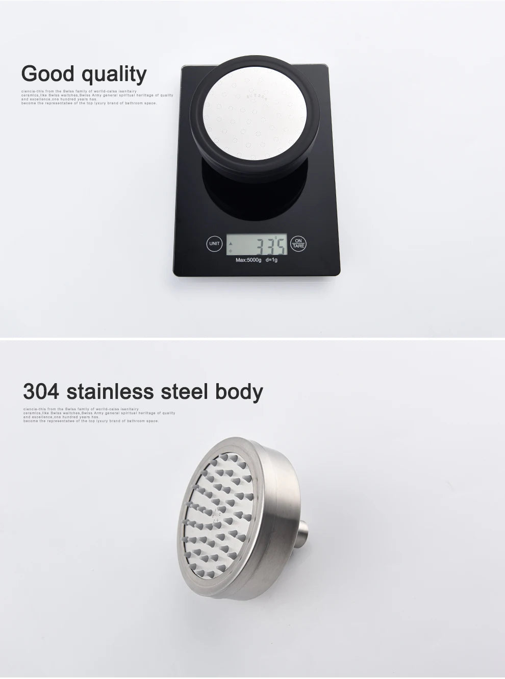 Stainless Steel Brushed Nickel 360 Degree Rotate Pressurized Water Saving Shower Head