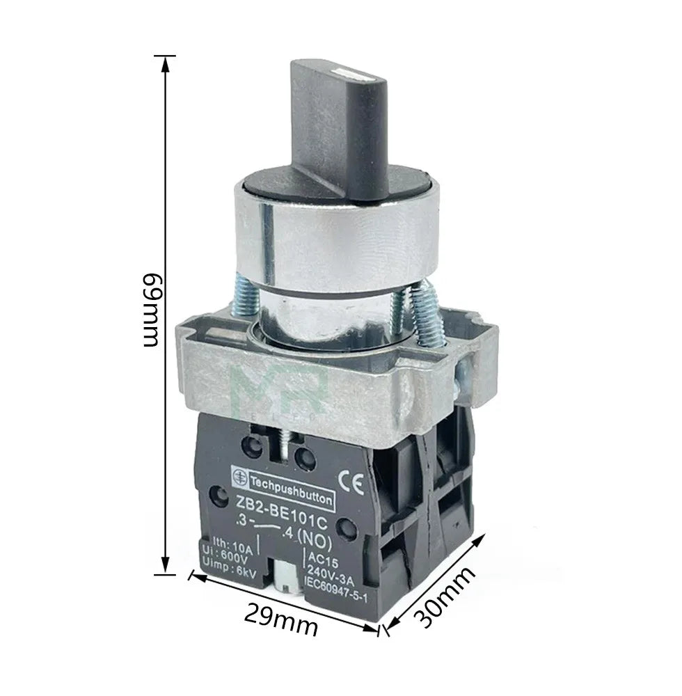 22mm XB2-BD21 BD23 BD25 BD33 BD45 BD53  1NO/2NO/1NO1NC 2/3 position Self locking / self resetting selector