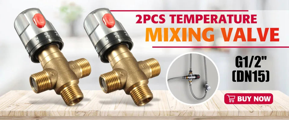 Brass Thermostatic Mixing Valve Bathroom Faucet Temperature Mixer Control