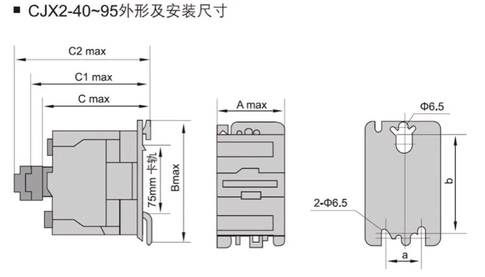 CJX2-1810 LC1 AC Contactor 18A 3 Phase 3-Pole NO Coil Voltage 380V 220V 110V 36V 24V 50/60Hz Din Rail Mounted 3P+1NO Normal Open