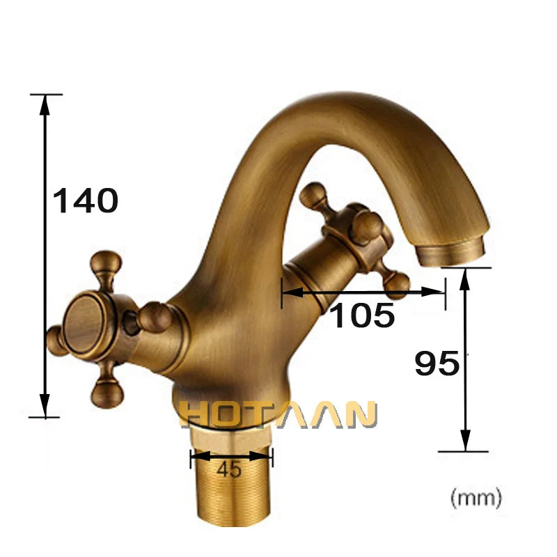 Solid Brass Bronze Double Handle Control Antique Faucet Kitchen Bathroom Basin Mixer tap Robinet Antique YT-5021