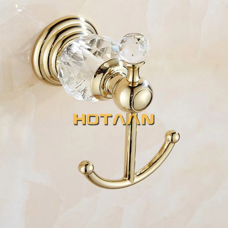 Luxury Crystal Gold Colour Bathroom Accessories Set