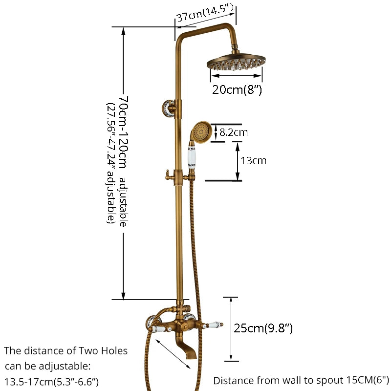 Brass Antique Shower Faucets Set