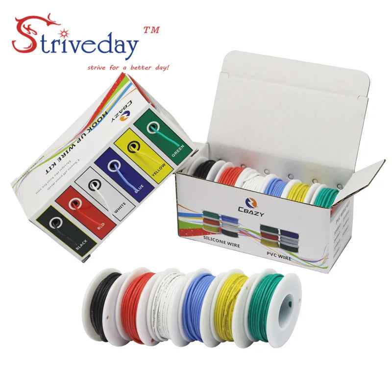 30/28/26/24/22/20/18awg Flexible soft Silicone Wire 6 color Mix package Insulation Stranded Electrical Cable Tinned Copper Line