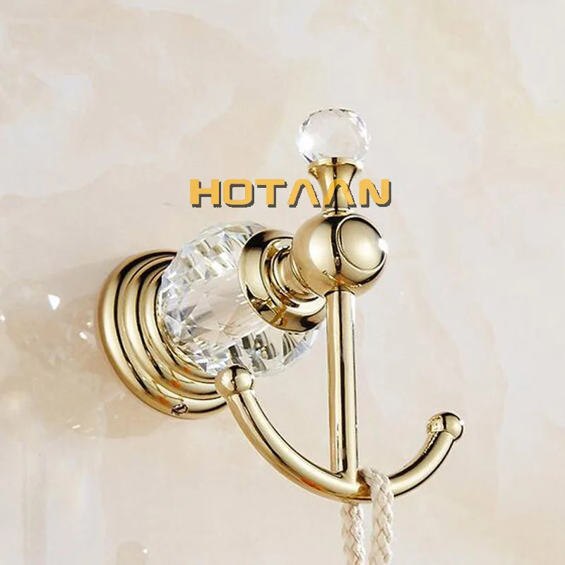 Luxury Crystal Gold Colour Bathroom Accessories Set