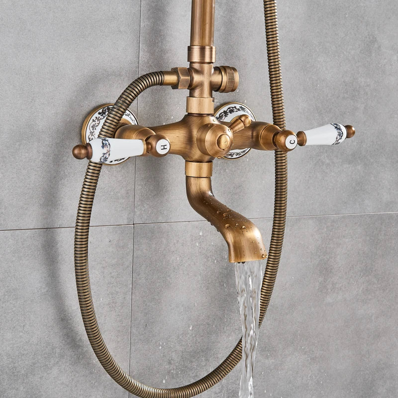 Brass Antique Shower Faucets Set