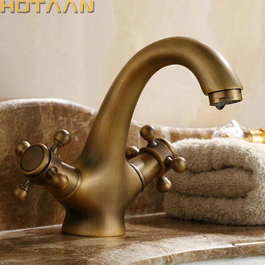 Solid Brass Bronze Double Handle Control Antique Faucet Kitchen Bathroom Basin Mixer tap Robinet Antique YT-5021