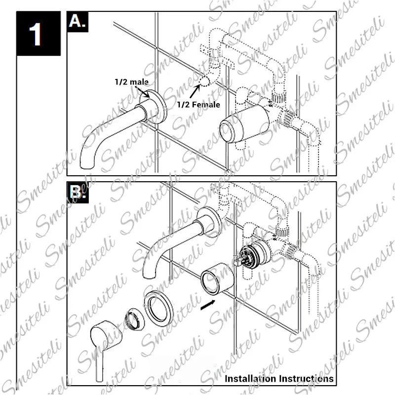 Basin Faucet Bathroom Mixer Sink Tap Wall Mounted