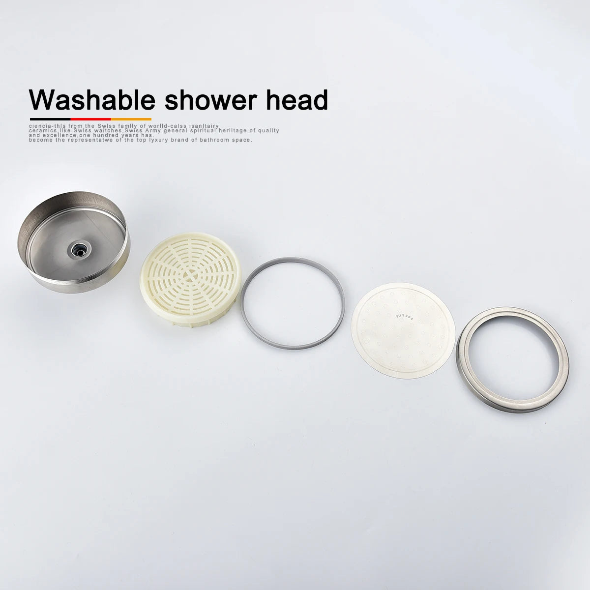 Stainless Steel Brushed Nickel 360 Degree Rotate Pressurized Water Saving Shower Head