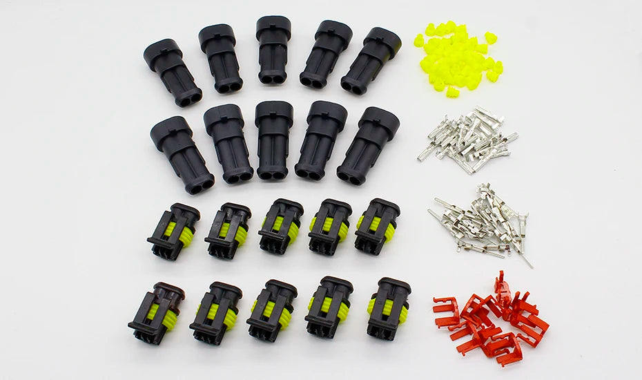 10 Kit 2 Pin Way Waterproof Electrical Wire Connector Plug