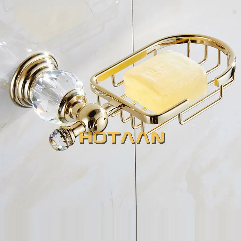 Luxury Crystal Gold Colour Bathroom Accessories Set