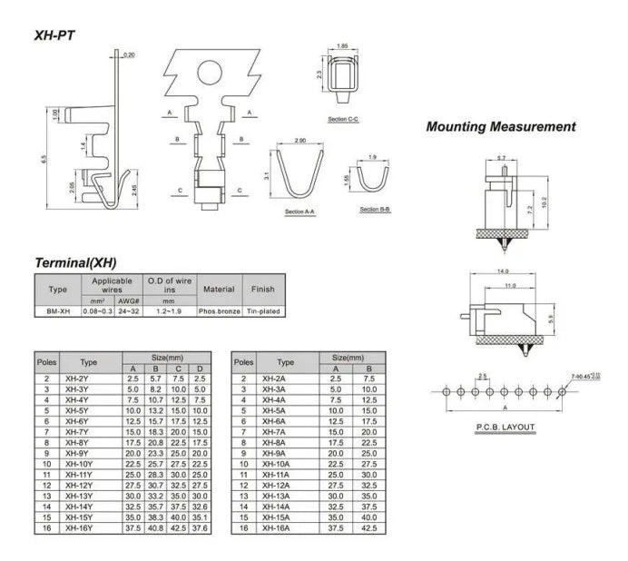 20 Kits XH 2.54mm 2/3/4/5/6/7/8/9/10/12pin JST Connector Plug Male, Female, Crimps