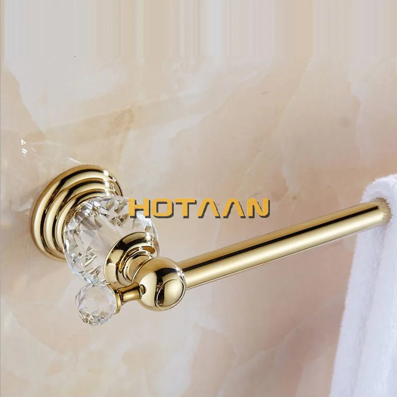 Luxury Crystal Gold Colour Bathroom Accessories Set