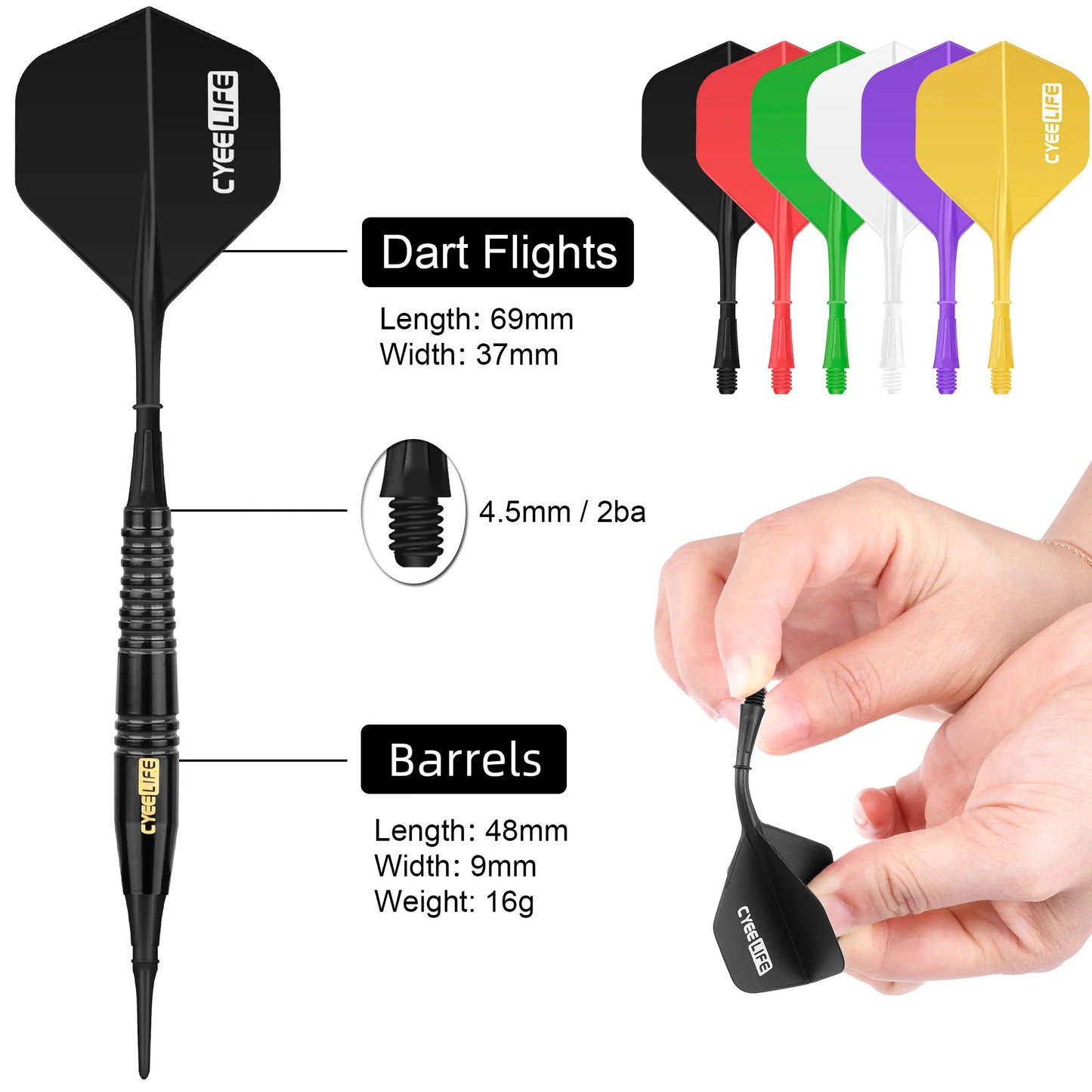 18g CyeeLife Darts + Carry Case + Extra Points + Flights