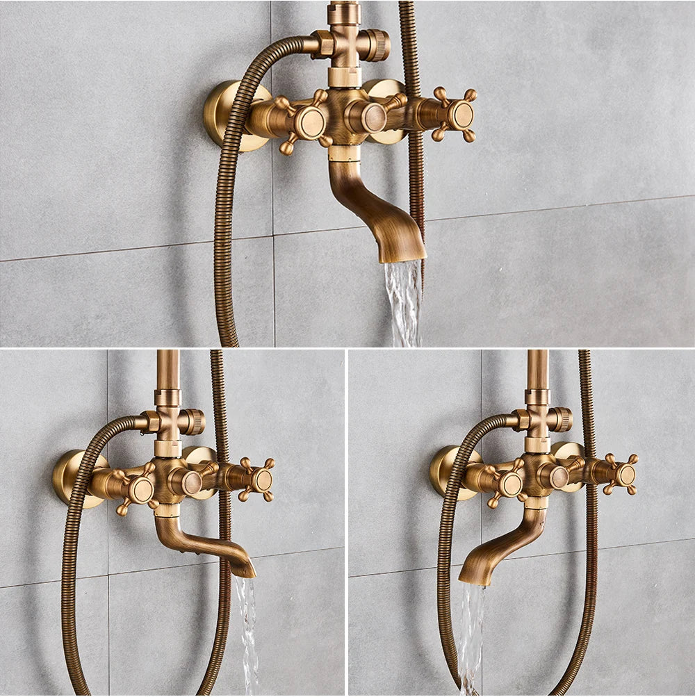 Brass Antique Bathroom Shower Faucet Set