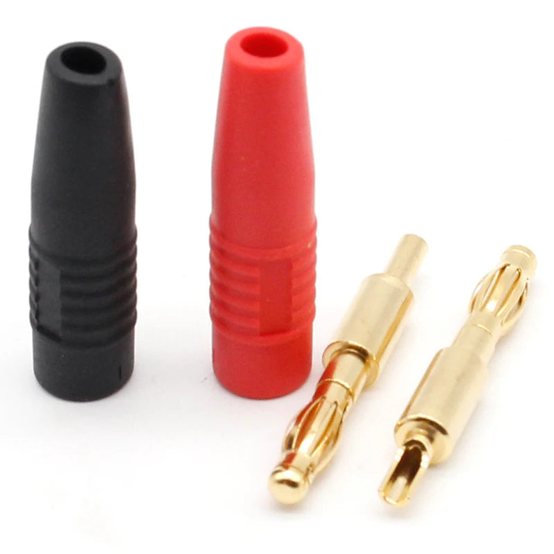 4pcs New 4mm Plugs Gold Plated Musical Speaker Cable Wire Pin Banana Plug Connectors