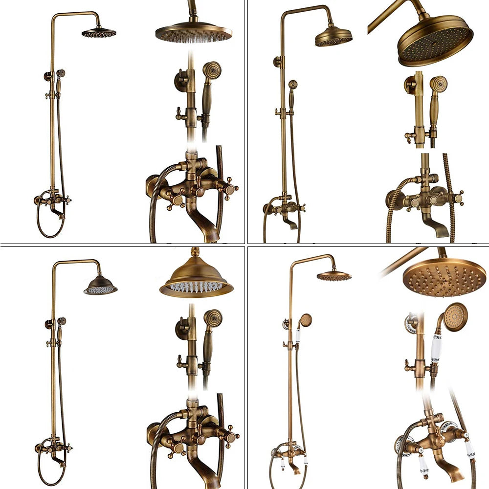 Brass Antique Bathroom Shower Faucet Set