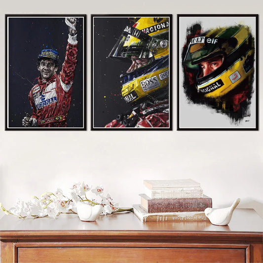 Ayrton Senna F1 Legend Canvas Painting Vintage Poster