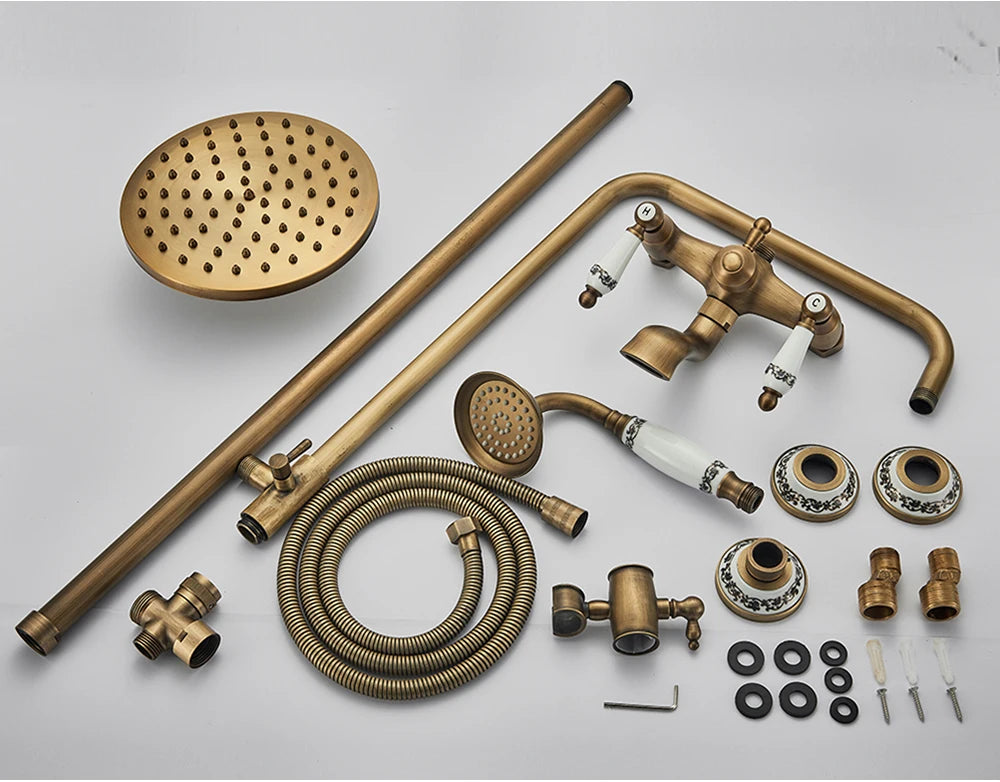 Brass Antique Bathroom Shower Faucet Set