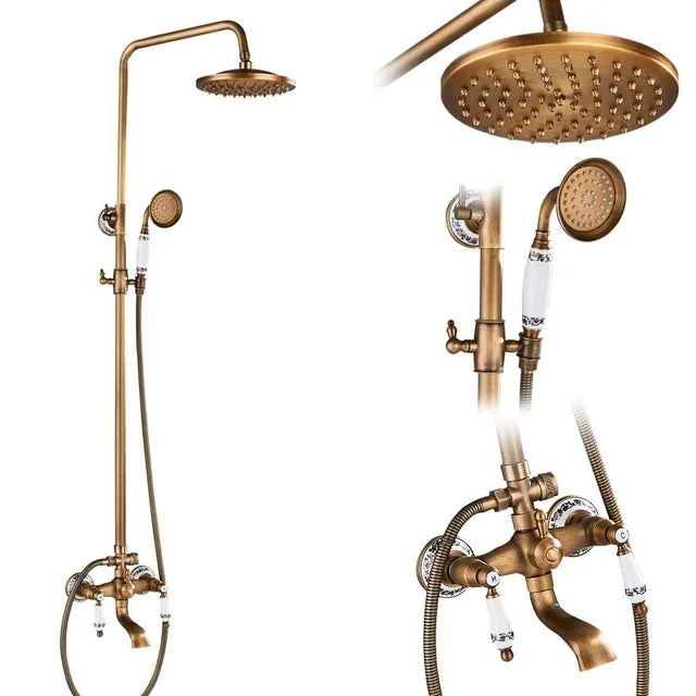 Brass Antique Bathroom Shower Faucet Set