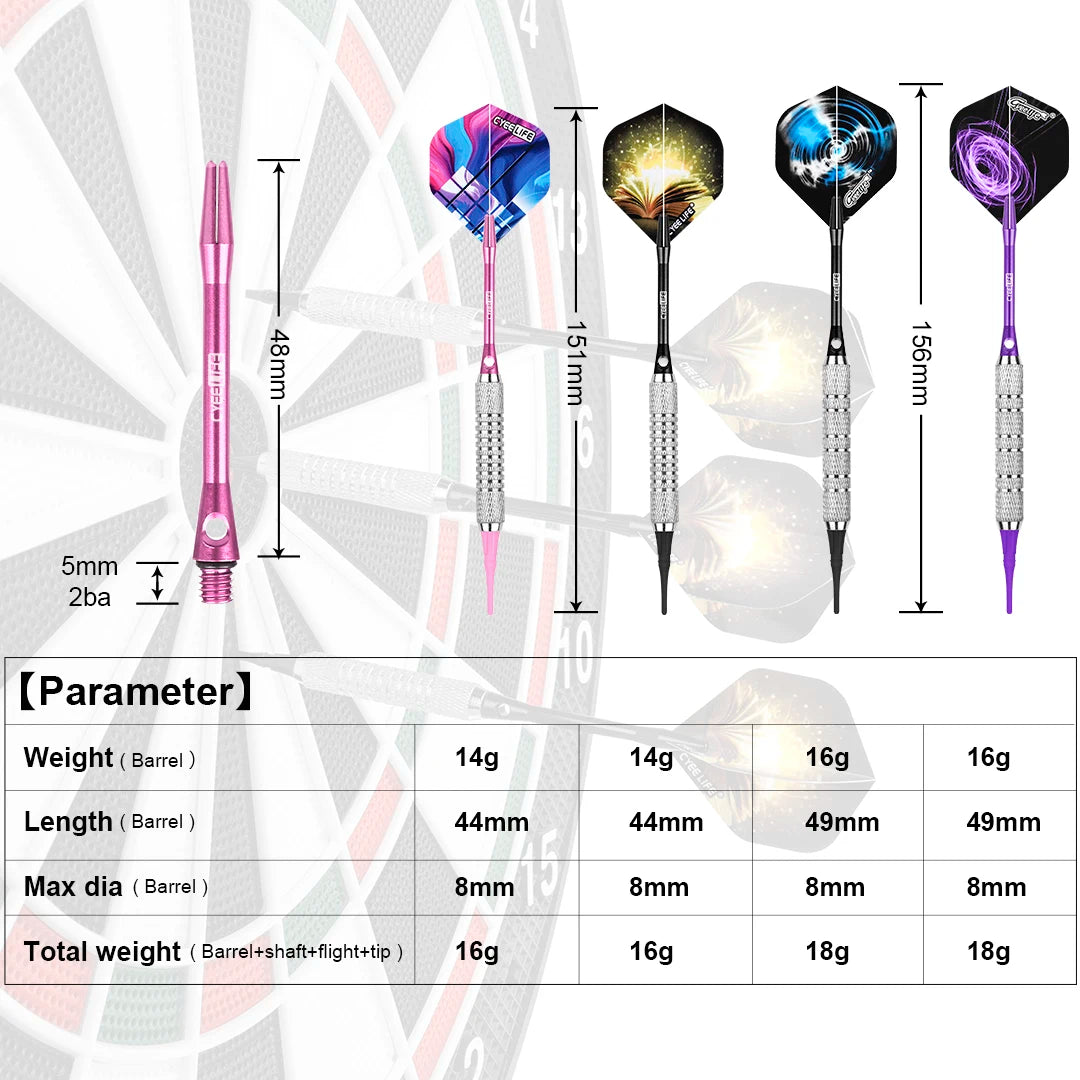 16/18g CyeeLife Professional Soft Tip Darts Set