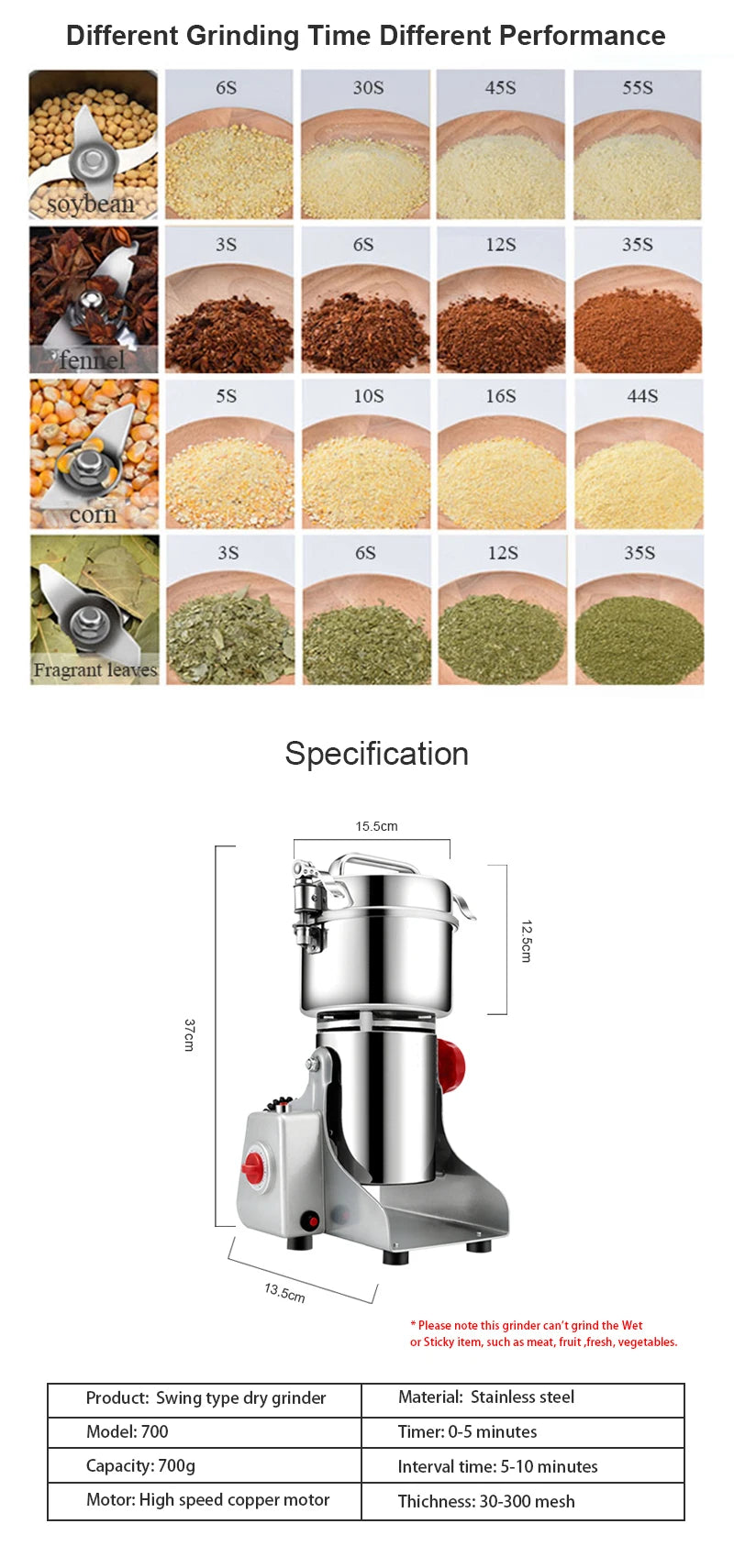 BioloMix 800g 700g Grains Spices Hebals Cereals Coffee Dry Food Grinder