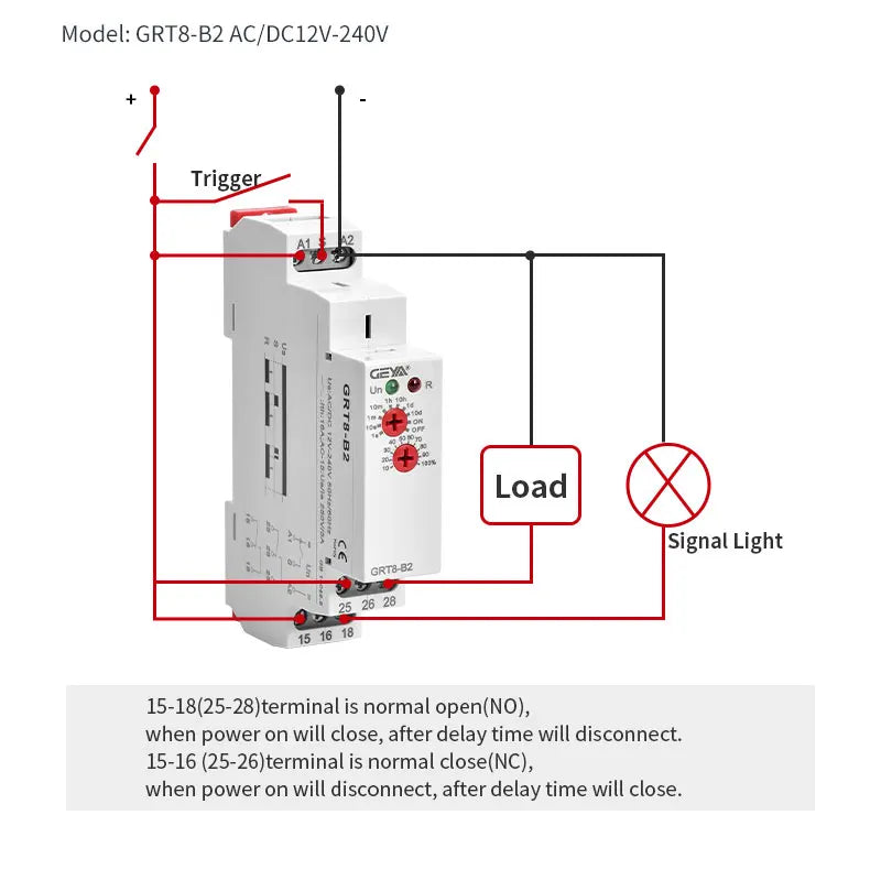 GEYA GRT8-B Off Delay Time Relay Electronic 16A AC230V OR AC/DC12-240V CE CB Approved