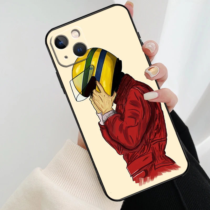 Ayrton Senna F1 Phone Case For iPhone 13 12 11 14 15 Pro Max Mini X XS Max XR 7 8 Plus SE Case Back Cover