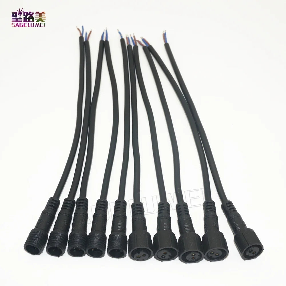 5/10/20/50 pairs Male to Female 2pin 3pin 4pin 5pin led Connector Waterproof IP68 BLACK Cable for LED Strips Light