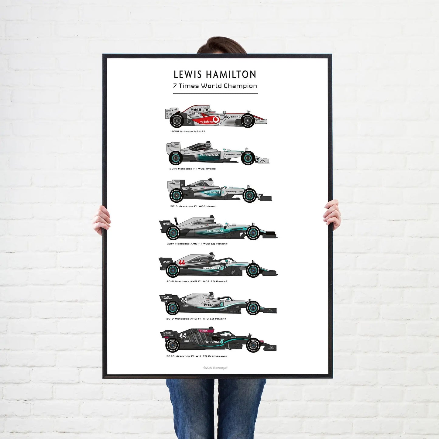 Lewis Hamilton 7 Times World Champion Car Poster Print Canvas Home Decor