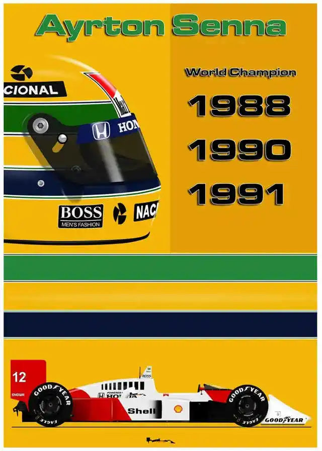 Legend Racing Driver Ayrton Senna Poster Wall Room Decor