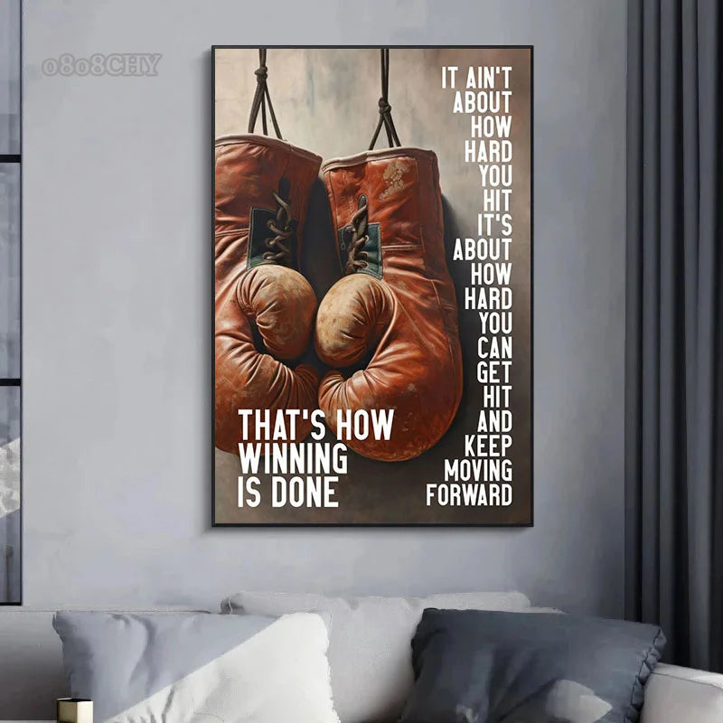 Vintage Boxing Gloves Posters Mike Tyson Quotes