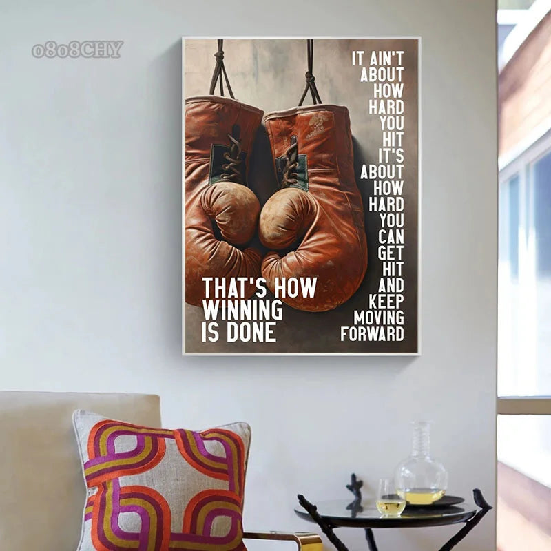 Vintage Boxing Gloves Posters Mike Tyson Quotes