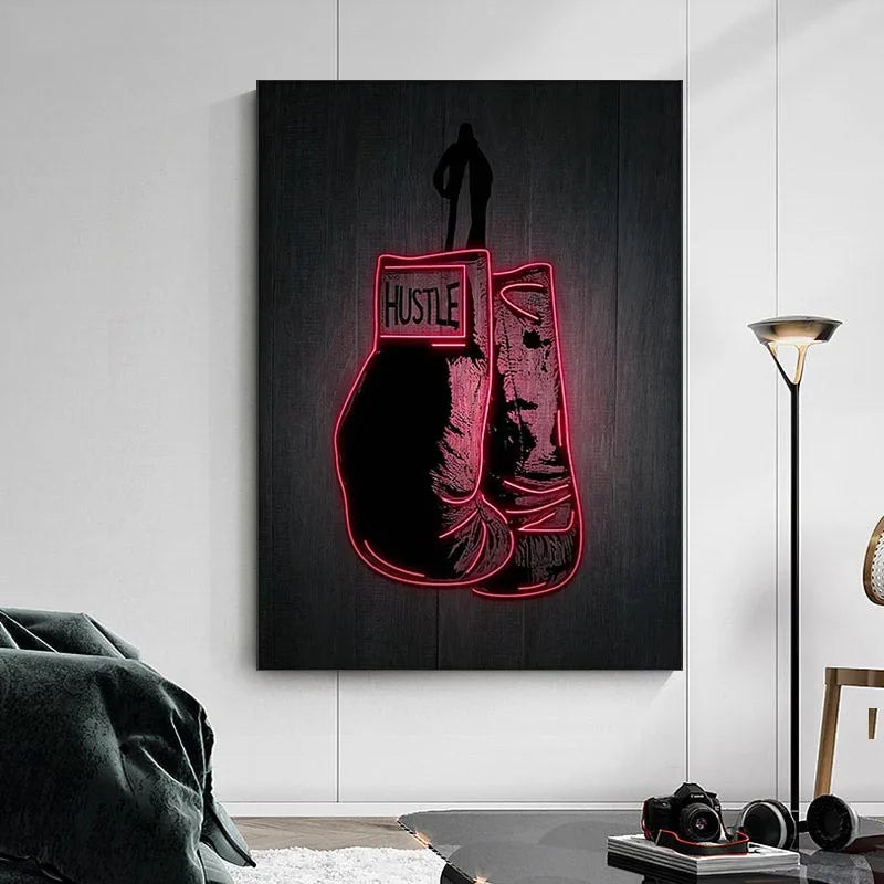 Neon Design Boxing Canvas Paintings Iron Mike Tyson Boxer