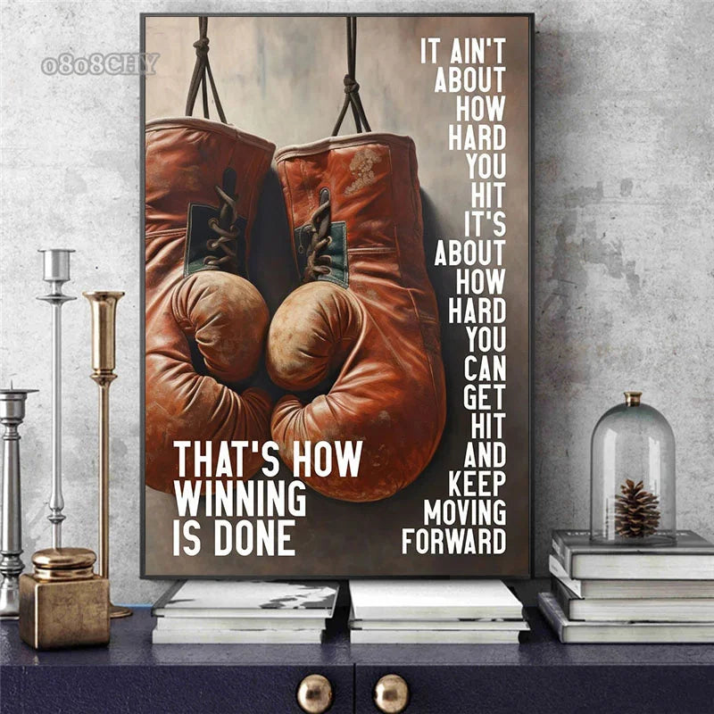 Vintage Boxing Gloves Posters Mike Tyson Quotes