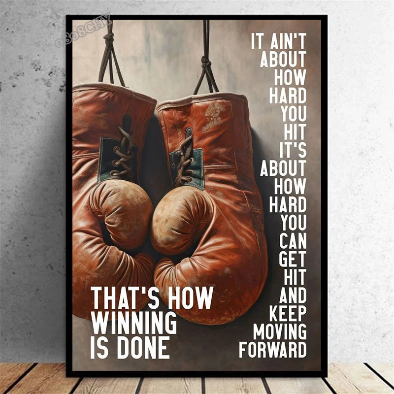 Vintage Boxing Gloves Posters Mike Tyson Quotes