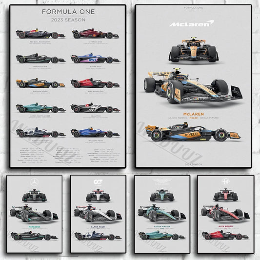 2023 Season Formula 1 Car Posters Canvas Painting Wall Art