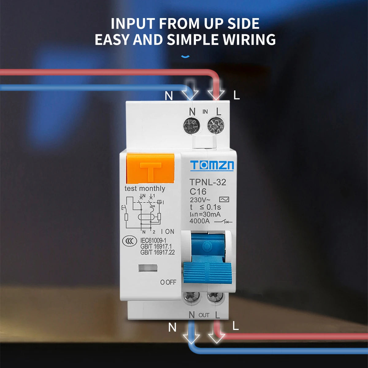 TPNL DPNL 230V 1P+N Residual current Circuit breaker with over and short current Leakage protection RCBO MCB