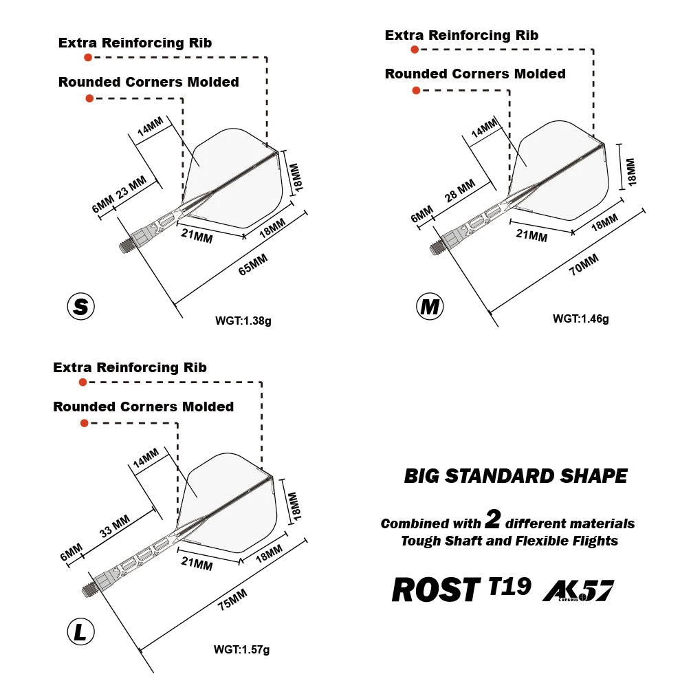 CUESOUL ROST T19 Integrated Dart Shaft and Flight Big Standard Shape Set of 3