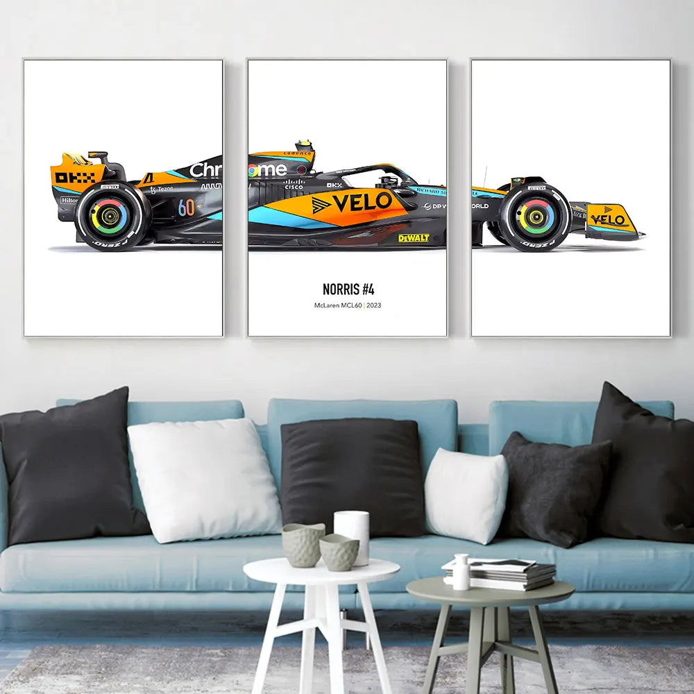 Lando Norris F1 Car Canvas Paintings Decor