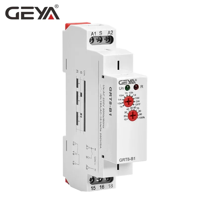 GEYA GRT8-B Off Delay Time Relay Electronic 16A AC230V OR AC/DC12-240V CE CB Approved