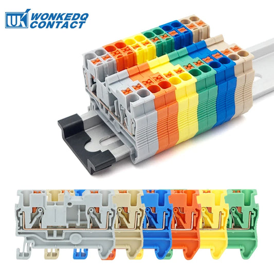 10Pcs PT 2.5 Push-in Terminal 2.5mm² Cable Electrical Connector DIN Rail Terminal Block Feed-Through Strip Plug PT2.5 PT-2.5